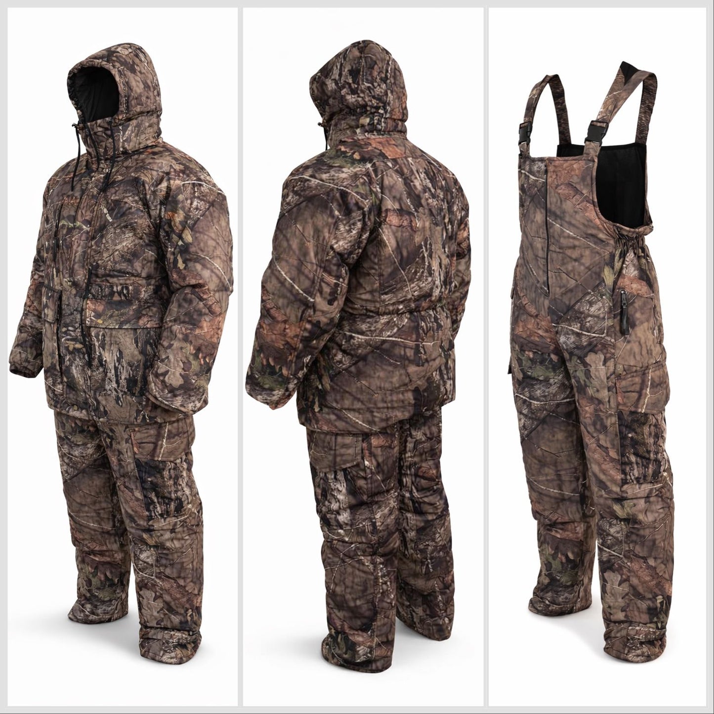 NorthCast Thermal 2-Piece Waterproof Fishing Suit | Insulated Jacket & Bib Brace | Windproof Winter Camo
