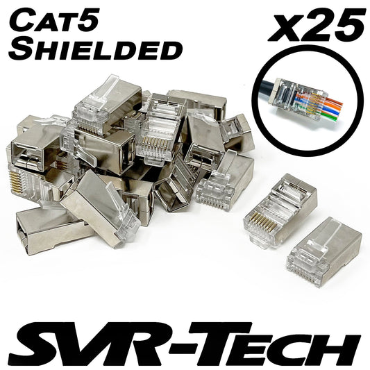 SVR-Tech RJ45 Cat5 Cable STP Shielded EZ Pass Through Connectors - 25 pack