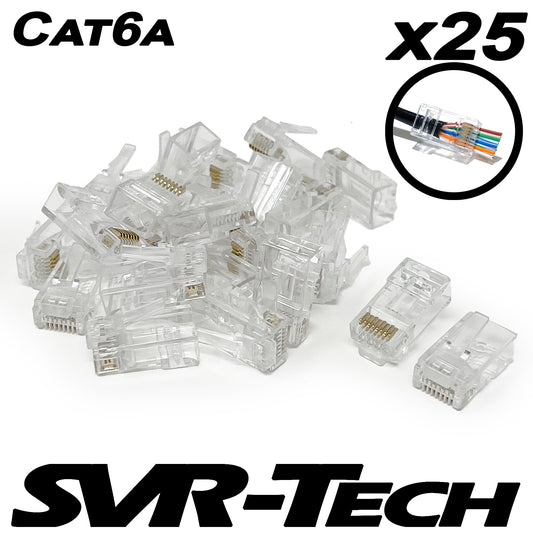 SVR-Tech RJ45 Cat6a Cable UTP EZ Pass Through Connectors - 25 pack